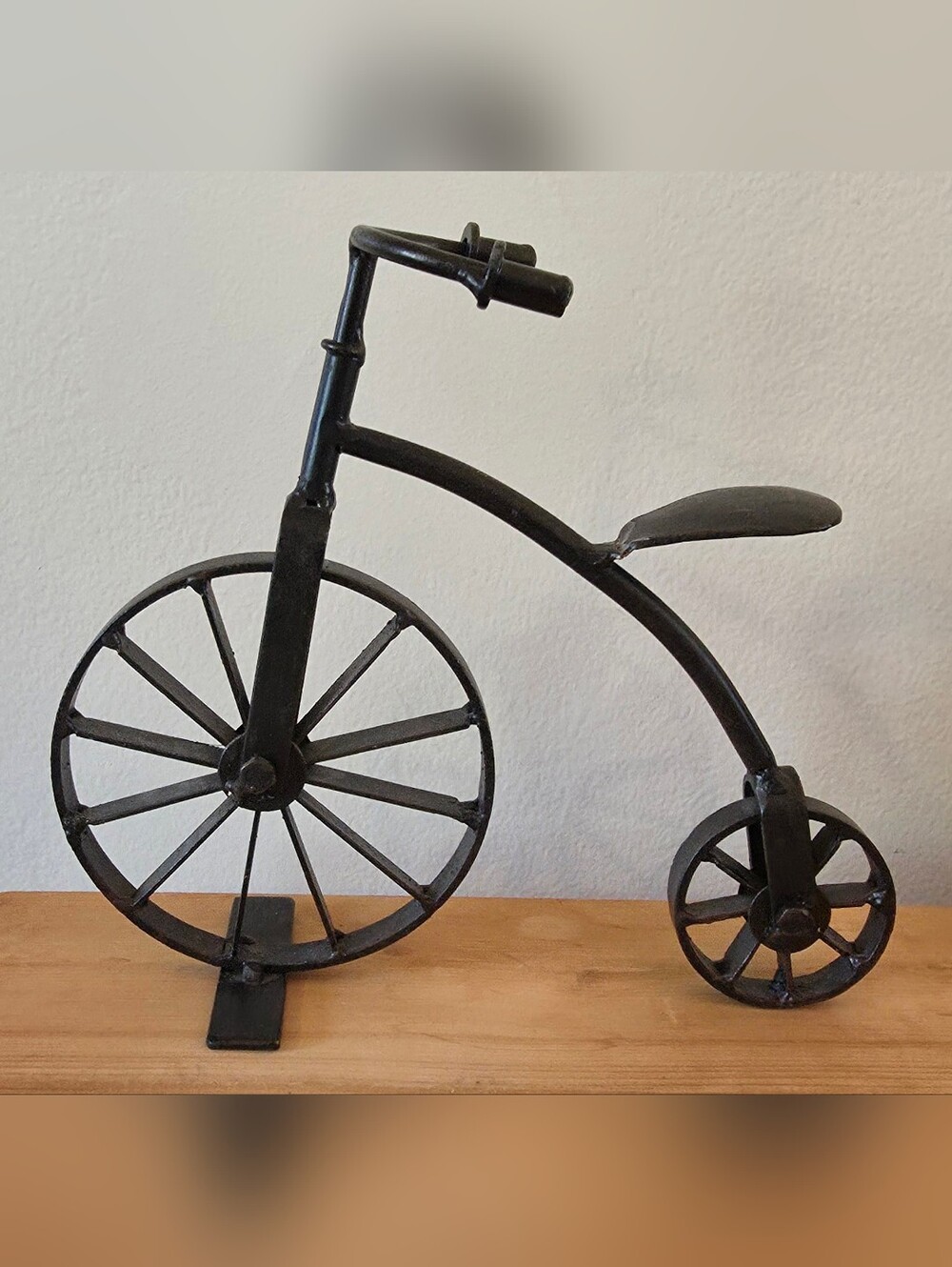 Handmade Black Metal Penny-farthing Bicycle Sculptural Home Art - Picture 1 of 8
